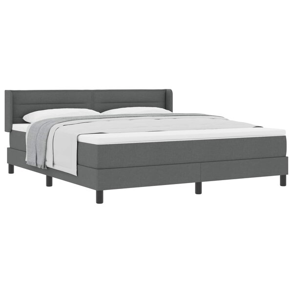 vidaXL Lit à ressorts avec tête de lit Gris foncé 200 x 180 cm tissu