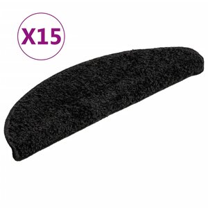 vidaXL Tapis d'escalier 15 pièces 56 x 17 x 3 cm Noir Demi-rond