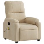 vidaXL Fauteuil inclinable de massage crème tissu microfibre