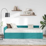 vidaXL Cadre de lit d'angle avec matelas Autre 2 Pièces Vert Velours