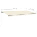 vidaXL Auvent manuel rétractable avec poteaux 6x3 5 m Crème