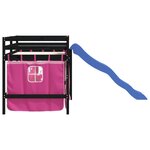 vidaXL Lit mezzanine enfants et rideaux rose 90x200cm bois pin massif