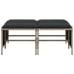 vidaXL Tabourets de jardin avec coussins lot de 4 gris clair rotin