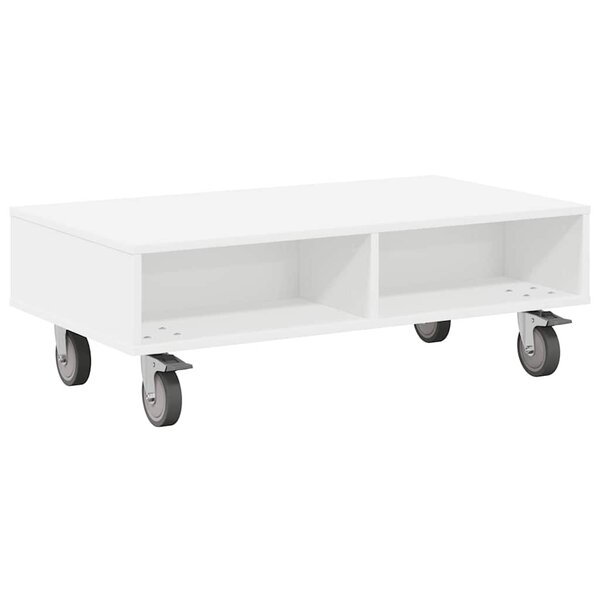 vidaXL Table d'appoint avec roues Blanc 90 x 50 x 30 cm