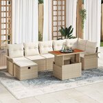 vidaXL Ensemble de canapé de jardin 8 Pièces Beige polyrotin