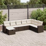 vidaXL Salon de jardin 8 Pièces avec coussins marron résine tressée