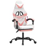 vidaXL Chaise de jeu avec repose-pied Blanc et rose Similicuir