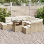 vidaXL Ensemble de canapé de jardin avec coussin 9 Pièces Beige et crème