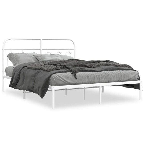 vidaXL Cadre de lit métal sans matelas et tête de lit blanc 140x200 cm
