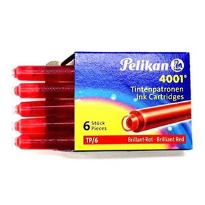Etui de 6 cartouches d'encre Standard 4001 TP/6 Rouge PELIKAN
