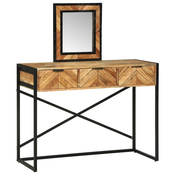 vidaXL Table de maquillage avec miroir 100x40x120 cm Bois massif d'acacia