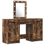 Ensemble de coiffeuse 3 pièces vidaXL avec LED en chêne fumé en bois d'ingénierie