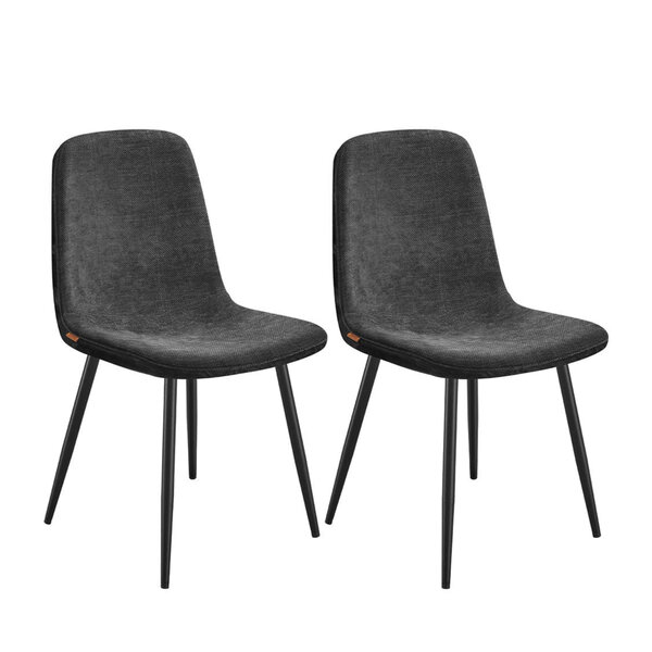 Chaises de salle à manger lot de 4 support métallique pieds réglables nettoyage facile chaises de cuisine tissu chenille texturé gris 12_0004984