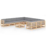 Salon de jardin meuble d'extérieur ensemble de mobilier 12 pièces avec coussins bois de pin massif 02_0015550