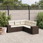 vidaXL Salon de jardin avec coussins 5 Pièces marron résine tressée