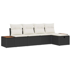 vidaXL Ensemble de canapé de jardin 5 Pièces Noir Poly rotin