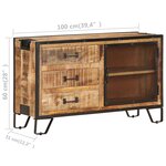 vidaXL Buffet 100x31x60 cm Bois de manguier massif brut