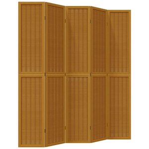 vidaXL Cloison de séparation 5 panneaux marron bois paulownia massif
