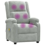 vidaXL Fauteuil de massage gris clair velours