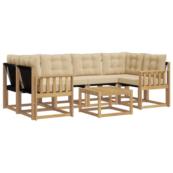 vidaXL Ensemble de canapés d'extérieur 7 pc Blanc et Beige