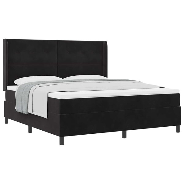 vidaXL Lit à ressorts avec matelas Noir 180 x 200 cm Velours