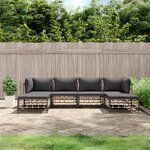 vidaXL Salon de jardin 6 Pièces avec coussins anthracite résine tressée