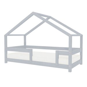 Lit cabane enfant LUCKY 120 x 180 gris clair