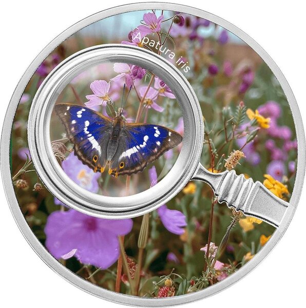 Pièce de monnaie en Argent 500 Francs g 17.50 Millésime 2024 Butterflies APATURA IRIS