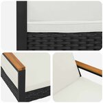vidaXL Banc extérieur Noir et blanc crème 107 x 61 x 80 cm polyrotin