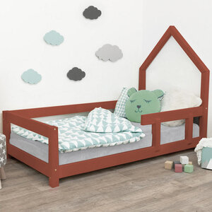 Lit cabane enfant POPPI 80 x 160 rouge brique 1