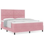 Lit box spring vidaXL avec matelas rose super king en velours