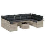 vidaXL Ensemble de canapé de jardin 10 Pièces Gris polyrotin