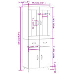 vidaXL Buffet haut Gris béton 69 5x34x180 cm Bois d'ingénierie