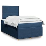 vidaXL Sommier à lattes de lit avec matelas bleu 120x190 cm tissu