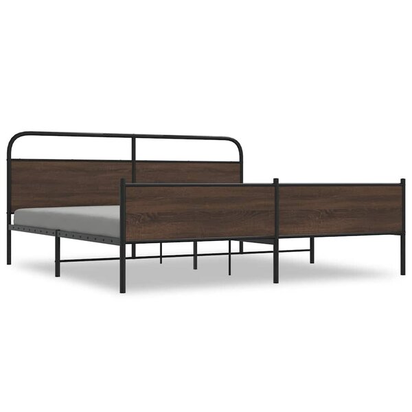 vidaXL Cadre de lit en métal sans matelas chêne marron 200x200 cm