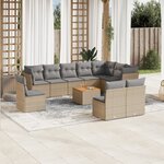 vidaXL Salon de jardin et coussins 11 Pièces mélange beige résine tressée