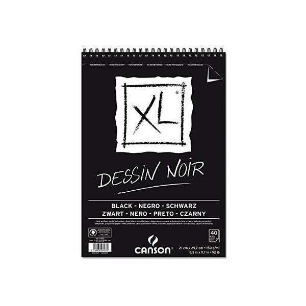 Bloc 40 Feuilles Spiralé XL Black A4 150g Noir CANSON