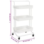 vidaXL Chariot de cuisine 3 niveaux Blanc 42x35x85 cm Fer et ABS