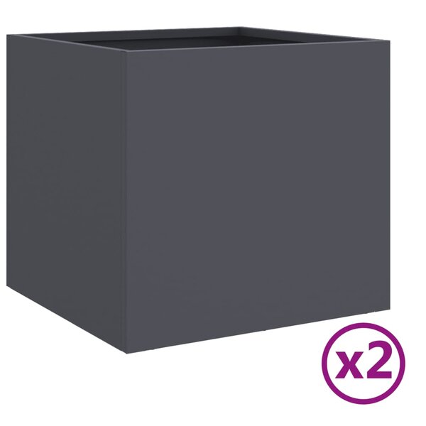 vidaXL Jardinières 2 Pièces anthracite 32x30x29 cm acier laminé à froid