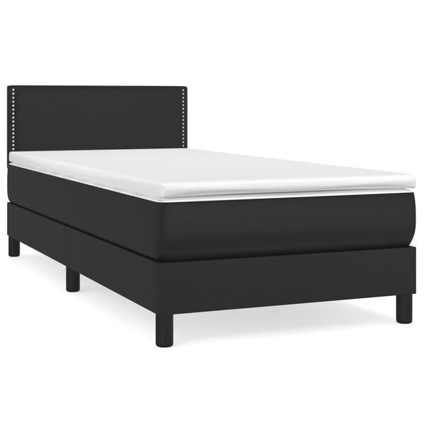 vidaXL Sommier à lattes de lit avec matelas Noir 100x200 cm Similicuir