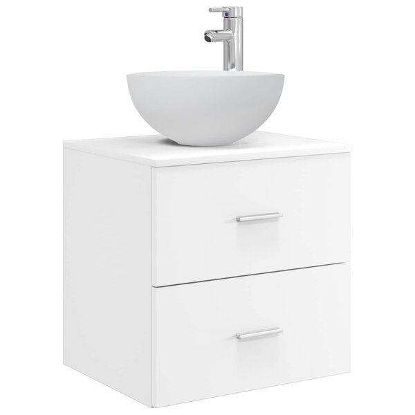 vidaXL Meuble lavabo mural Blanc 49 5 x 35 x 63 cm Bois d'ingénierie