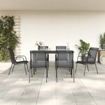 vidaXL Ensemble à manger de jardin 7 Pièces noir textilène et acier