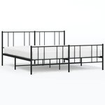 vidaXL Cadre de lit métal avec tête de lit/pied de lit noir 193x203 cm