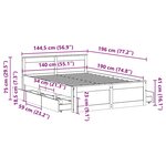 vidaXL Cadre de lit sans matelas avec tête de lit brun cire 140x190 cm