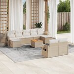 vidaXL Salon de jardin avec coussins 10 Pièces beige résine tressée