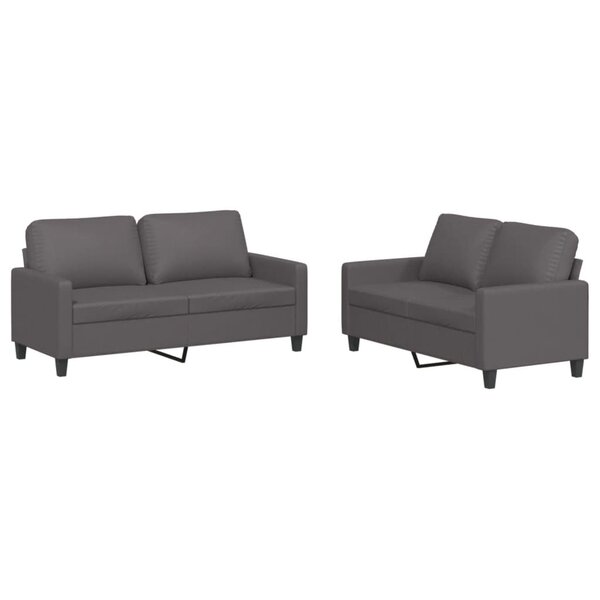 vidaXL Ensemble de canapés 2 Pièces avec coussins Gris Similicuir