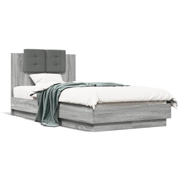 vidaXL Cadre de lit sans matelas sonoma gris 90x190 cm