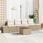 vidaXL Ensemble de canapé de jardin 5 Pièces Beige Poly rotin
