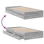 vidaXL Cadre de lit et tiroirs sonoma gris 90x190 cm bois d'ingénierie