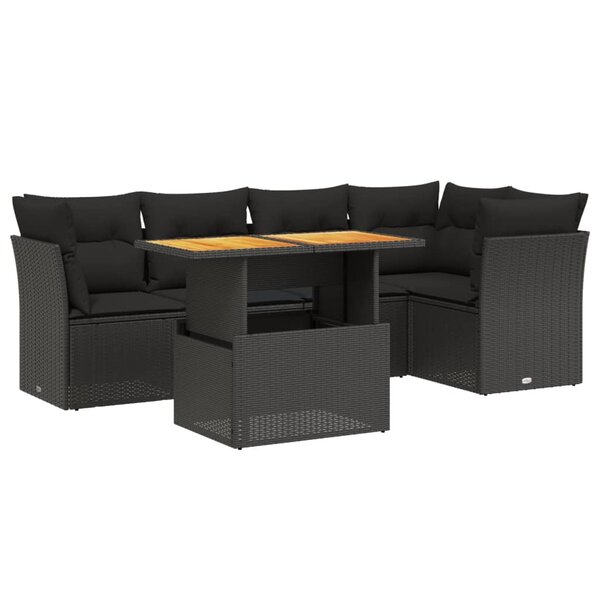 vidaXL Salon de jardin 5 Pièces avec coussins noir résine tressée
